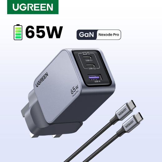 Picture of Ugreen Nexode Pro 3 Ports GaN Fast Charge 65W Adapter - Gray