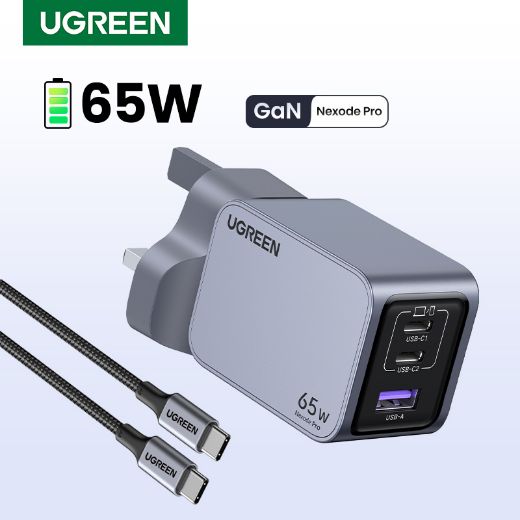 Picture of Ugreen Nexode Pro 3 Ports GaN Fast Charge 65W Adapter - Gray