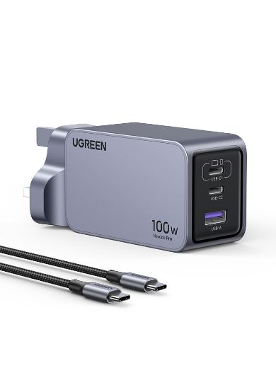 Picture of Ugreen Nexode Pro 3 Ports GaN Fast Charge 100W Adapter - Gray