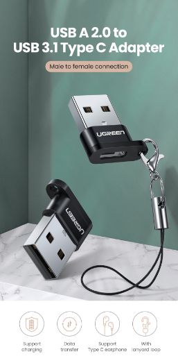 Picture of Ugreen USB-A Male to USB-C Female Adapter - Black