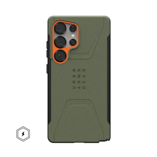 Picture of UAG Civilian MagSafe Case for Samsung Galaxy S25 Ultra - Olive Drab/Orange