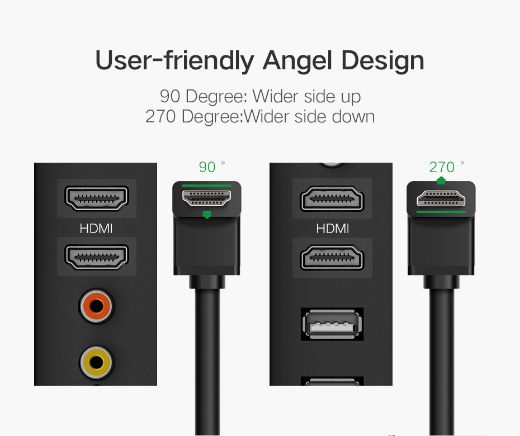 Picture of Ugreen HDMI 4K 90 Degree Cable 2M - Black