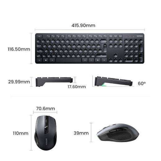 Picture of Ugreen Wireless Keyboard and Mouse - Black