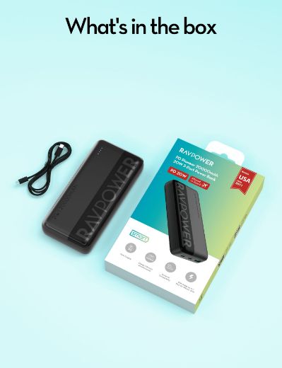 Picture of Ravpower PD20W Pioneer 20000mAh 3 Ports Power Bank - Black