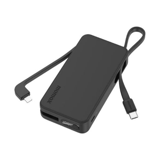 Picture of Momax 1-Power Vital Power Bank 10000mAh With Built In USB-C & Lightning Cable - Black