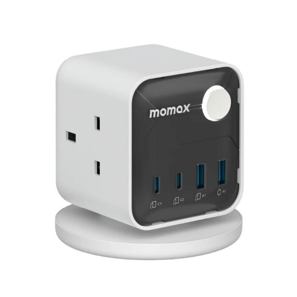 Picture of Momax 1-Charge Work Flow 3 Outlet GaN Power Cube 30W with USB Ports - White