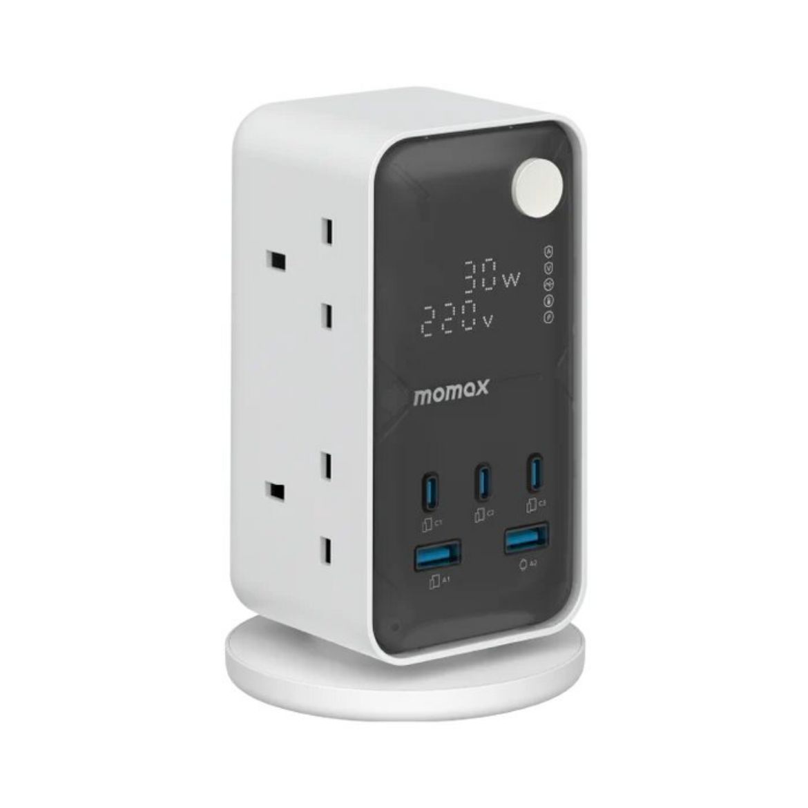 Picture of Momax 1-Charge Work Flow 6 Outlet GaN Power Tower 35W with USB Ports - White