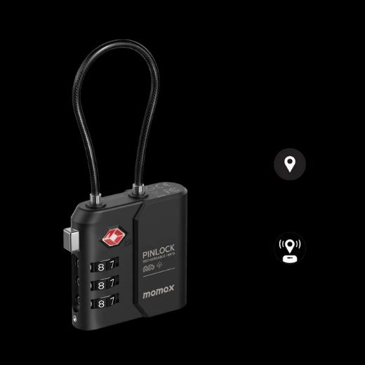 Picture of Momax PinLock TSA Padlock Find my locator - Black